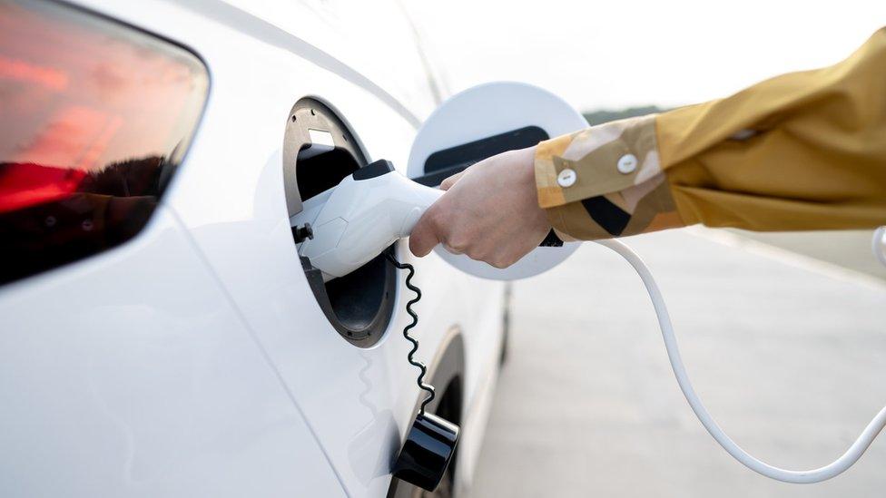 Person charging electric car