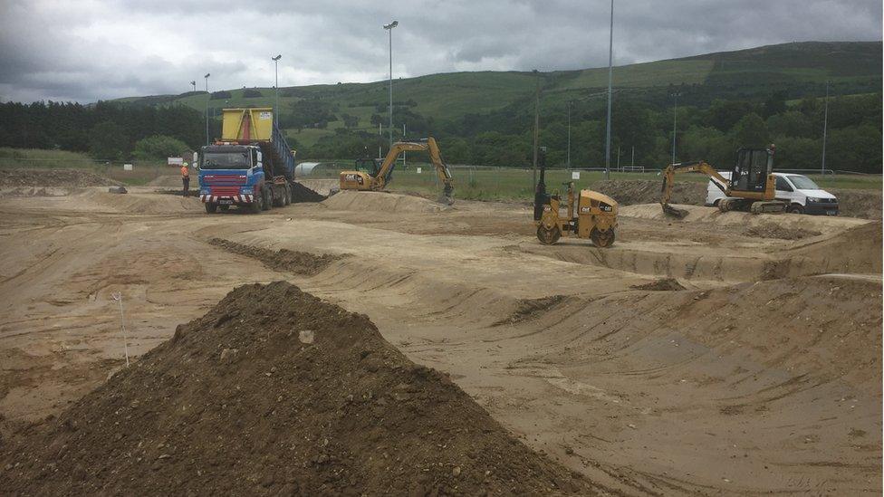 Construction work on Rhayader BMX track