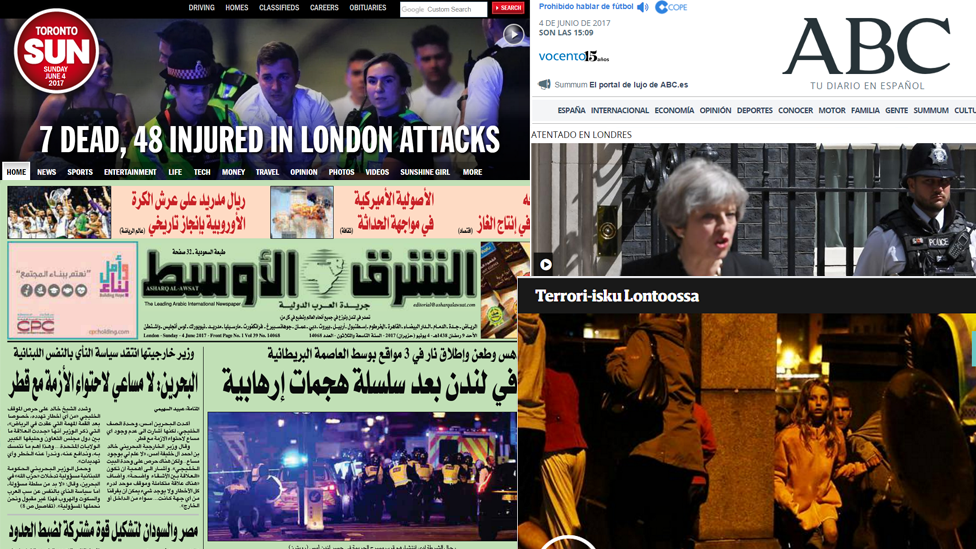 World newspaper headlines report on the London terror attack