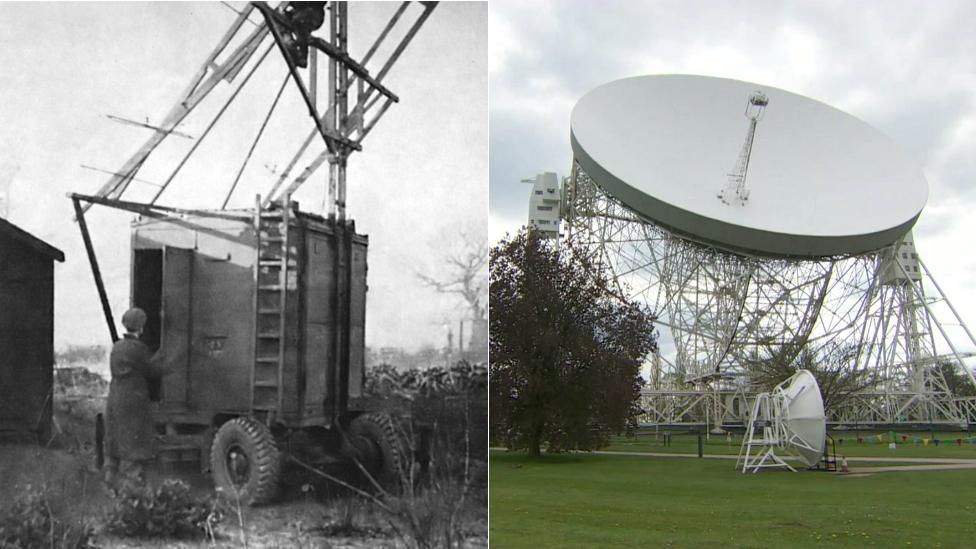 Jodrell Bank in 1945 and 2010