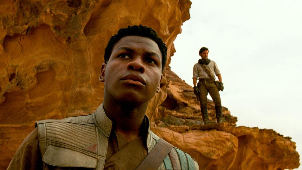 John Boyega with Oscar Isaac in Star Wars: The Rise of Skywalker