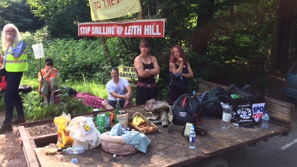 Protesters at Leith Hill, Surrey