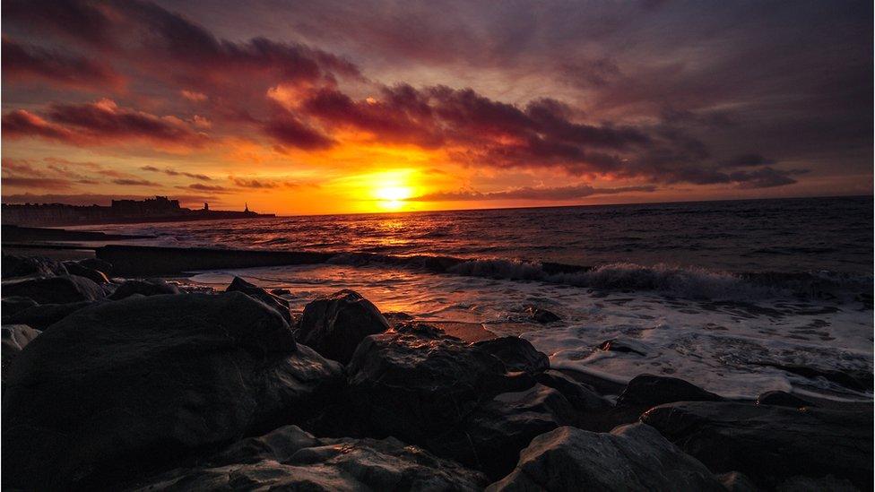 Aberystwyth beach, Ceredigion at sunset