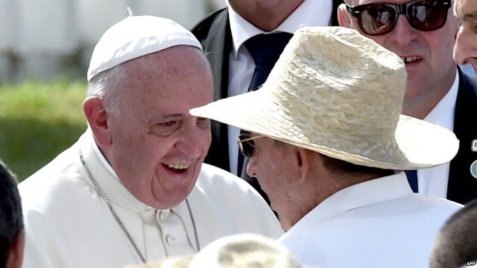 Pope Francis and Raul Castro, Holguin