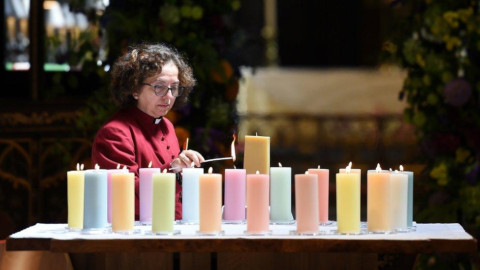 Candles lit in Manchester Cathedral