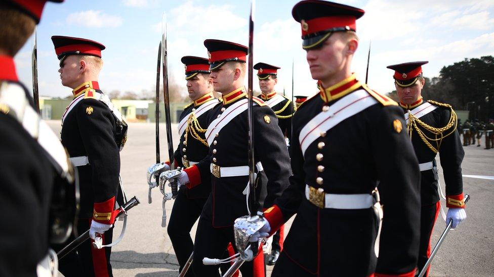 Members of the Household Cavalry, The Blues and Royals rehearsing for the Duke of Edinburgh's funeral