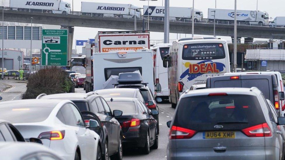 cars in traffic outside of Dover