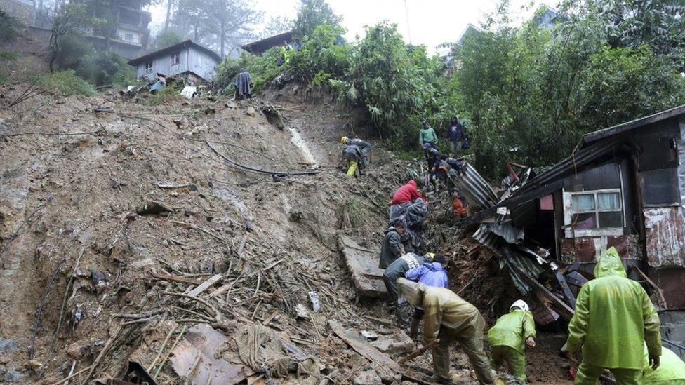 A landslide in the Philippines after Typhoon Mangkhut