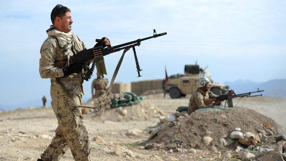 Afghan security forces have fought both Taliban insurgents as well as IS militants like here during an operation in Nangarhar province (on 25th of November)