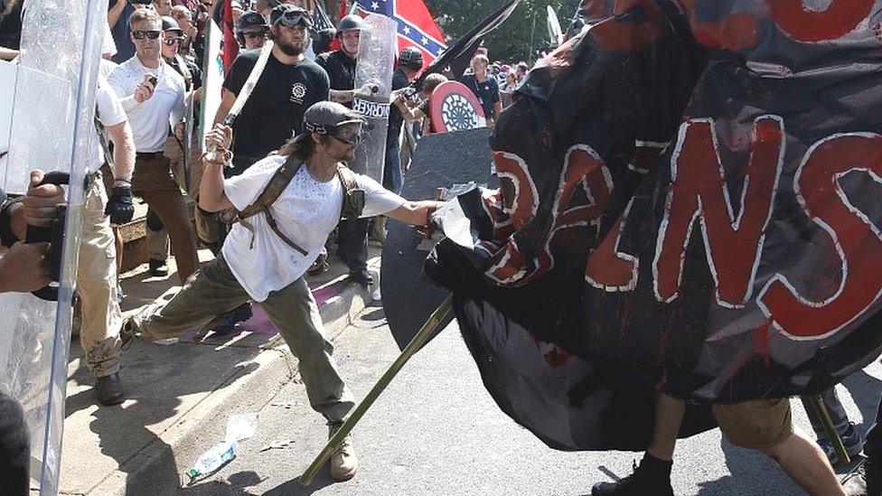 White supremacists clash with counter-protesters