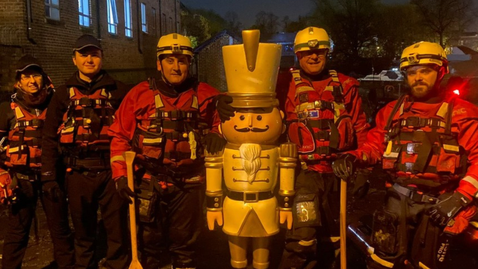 Flood rescue members with the Nutcracker