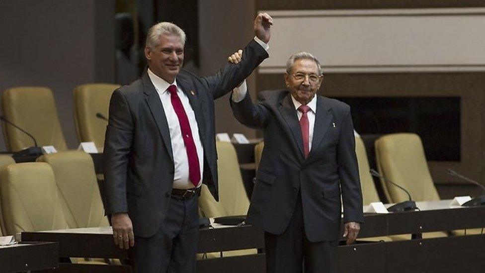 Miguel Díaz-Canel and Raúl Castro