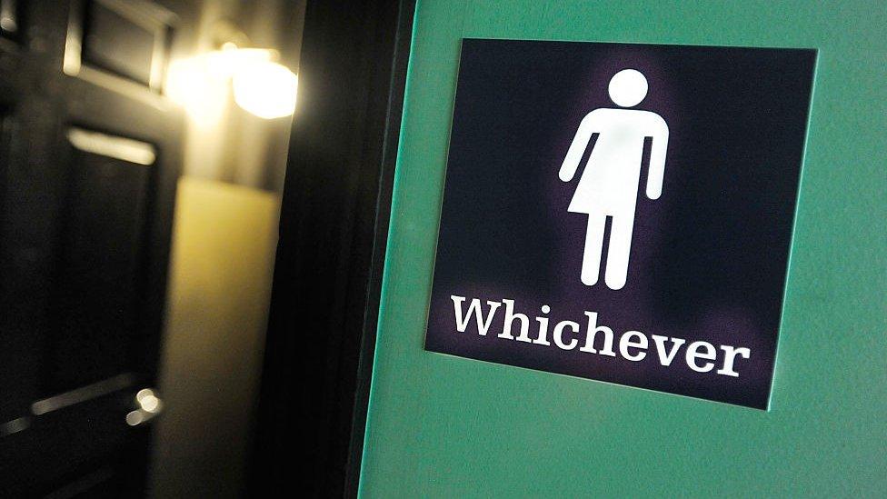 A gender neutral bathroom sign in Durham, North Carolina