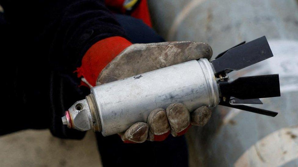 submunition of a cluster bomb found in Ukraine