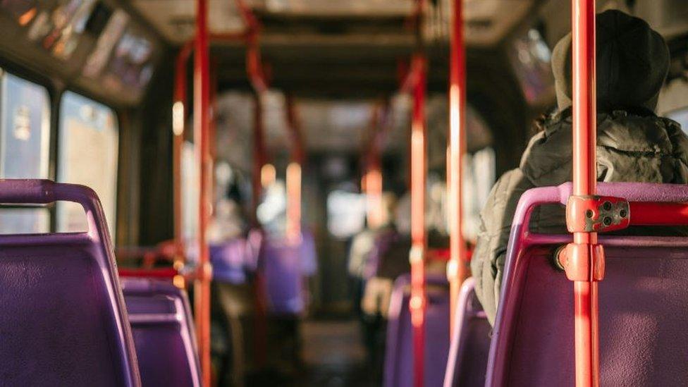 Passenger inside a bus