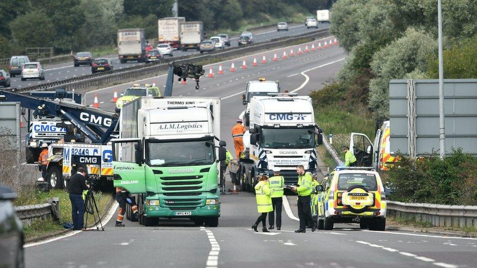 Police at the scene of the crash