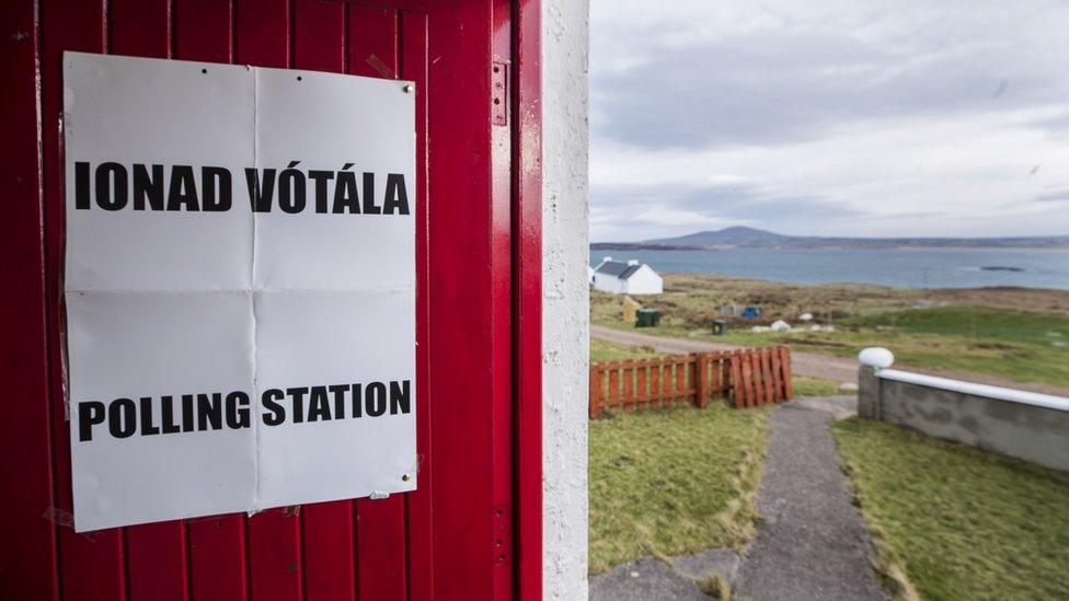 A polling station on Gola Island off the coast of Donegal