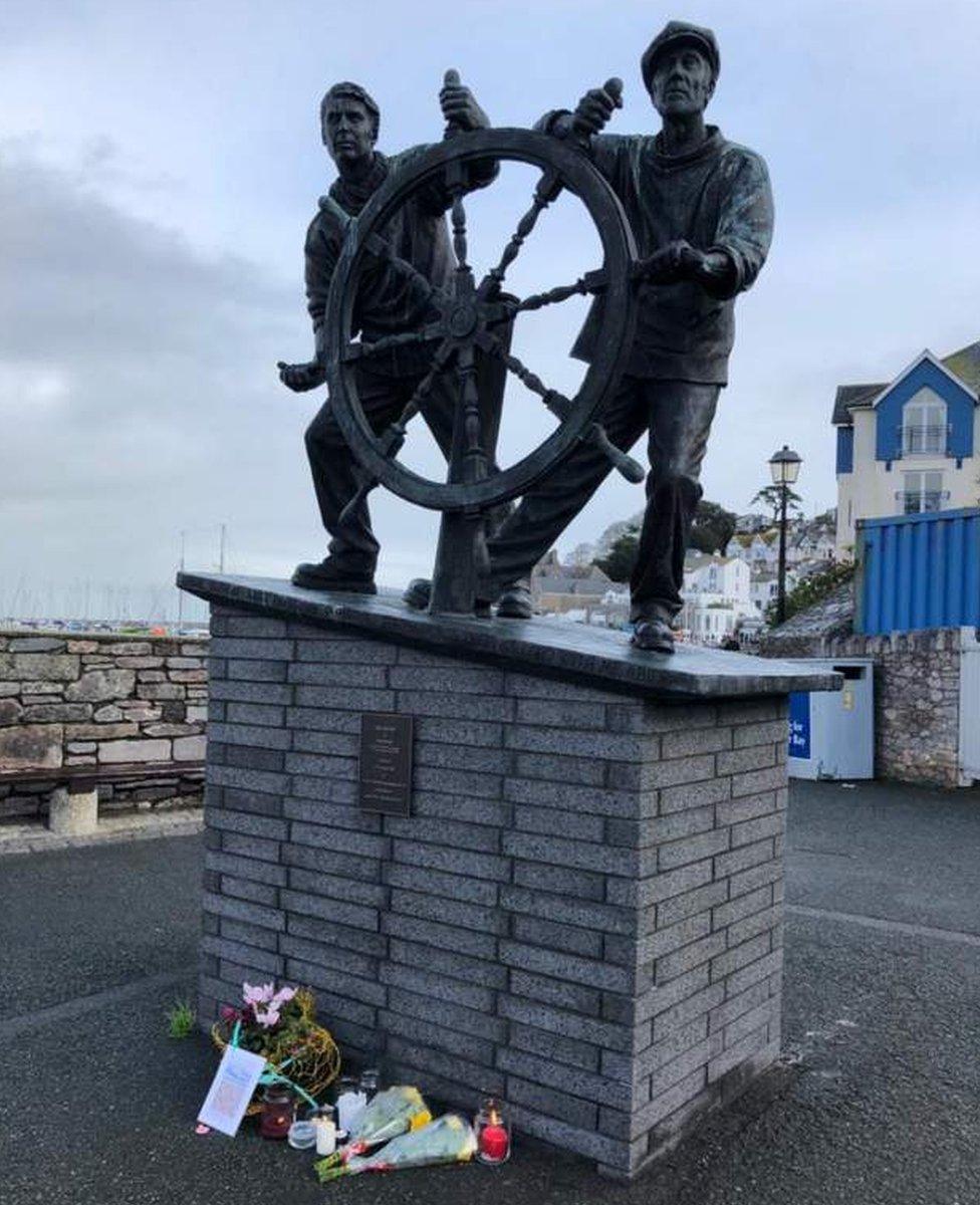 The Man and Boy statue in Brixham