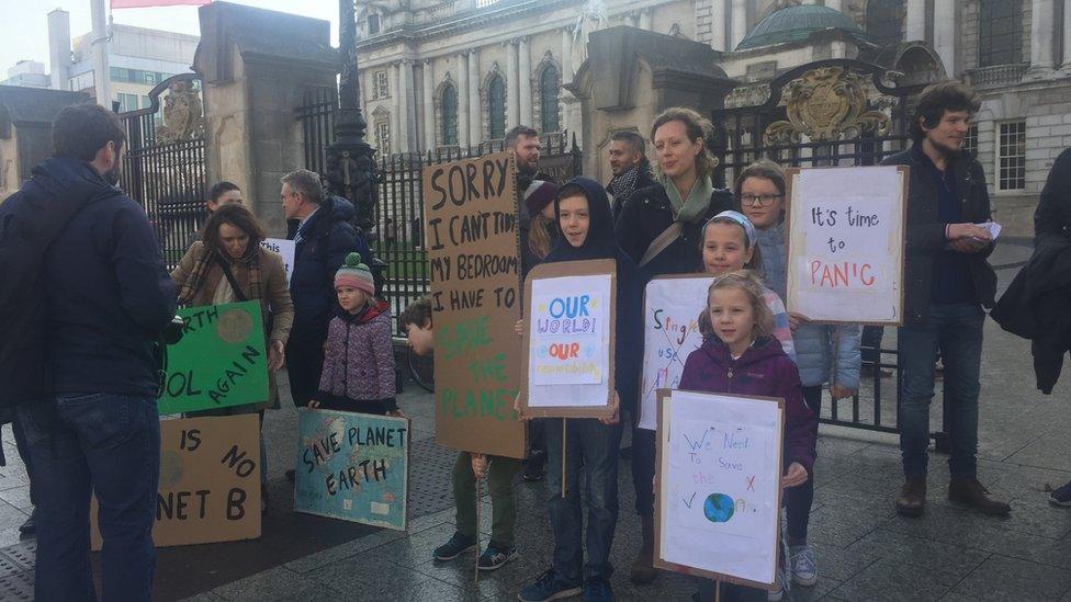 Several families also joined the demonstration