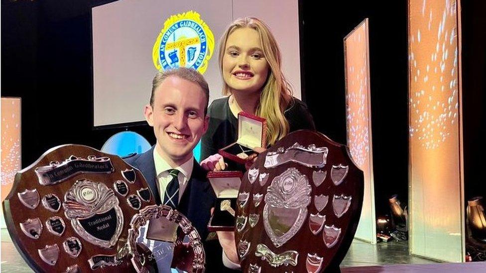 Ruairidh Gray and Alice MacMillan with their awards