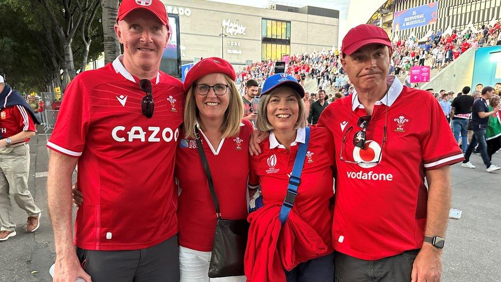 Photo of Welsh rugby fans in France