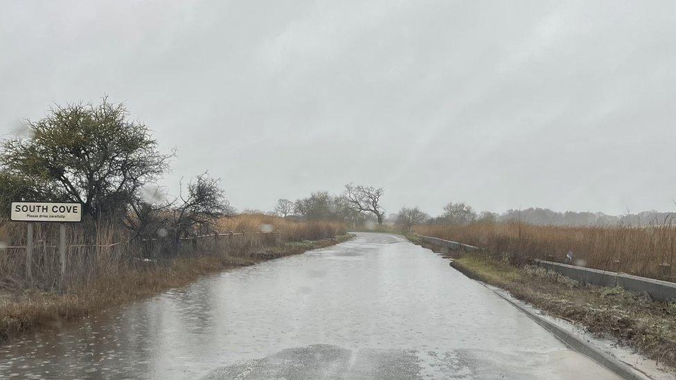 Flood water on the B1127