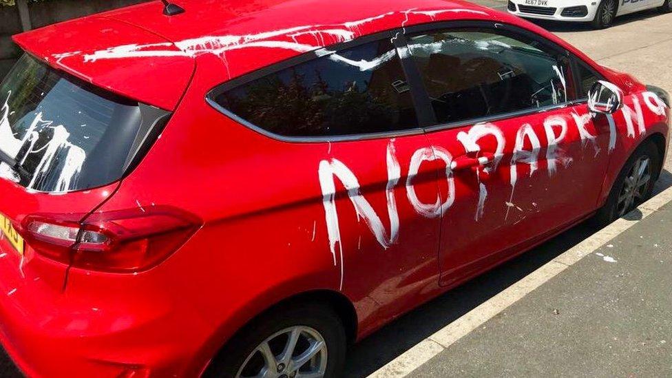 Vandalised car