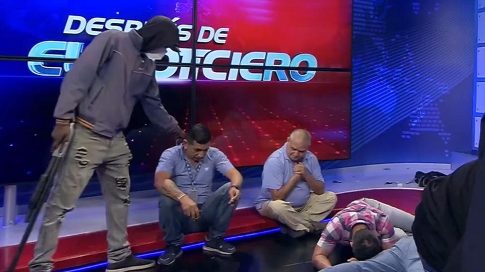 Armed attackers take over a television channel in Ecuador during a live broadcast, Guayaquil - 09 Jan 2024