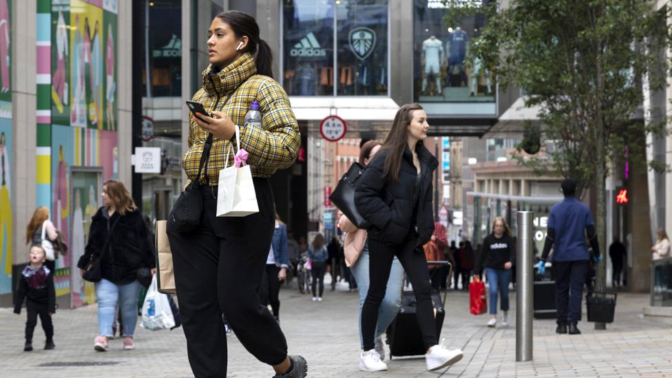 Shoppers in Leeds in September 2021