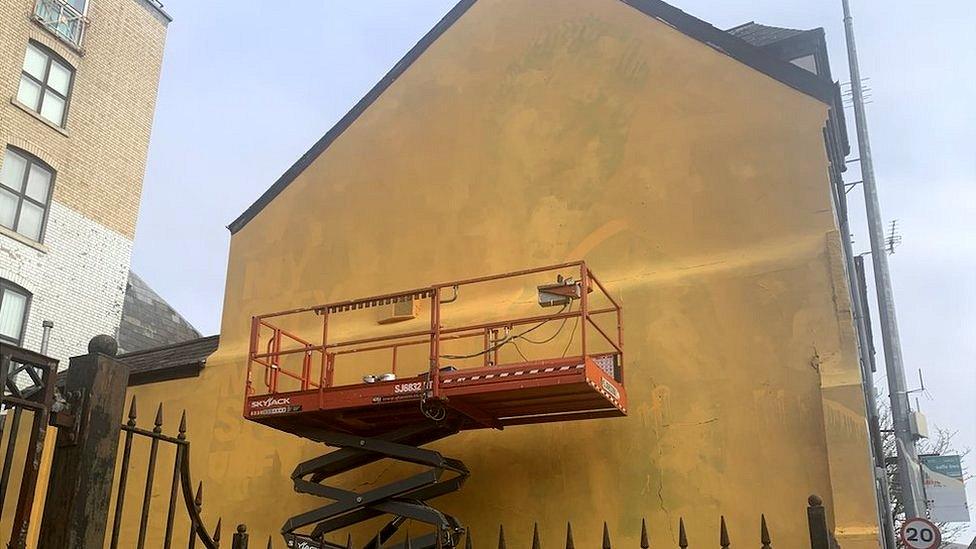 the site of the mural after being painted over