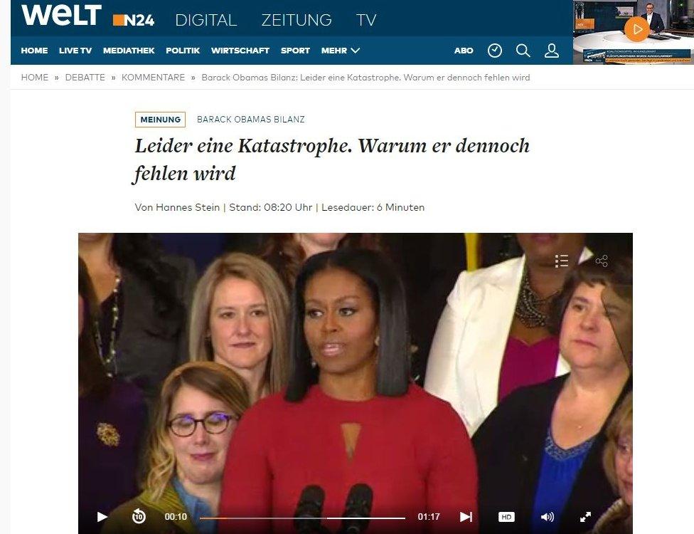 Screengrab from website of German newspaper Die Welt