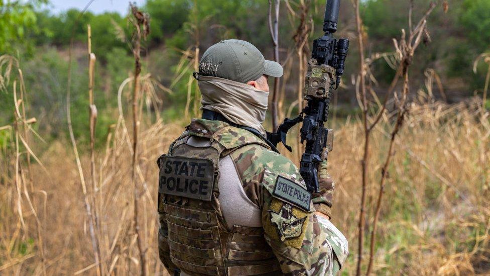 State police officer at the border near McCallen, Texas