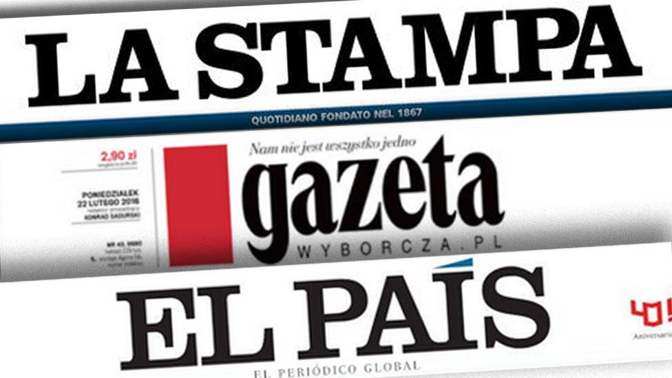 European newspaper banners