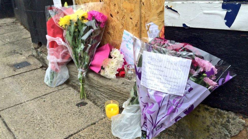 Flowers outside Jo Cox's office