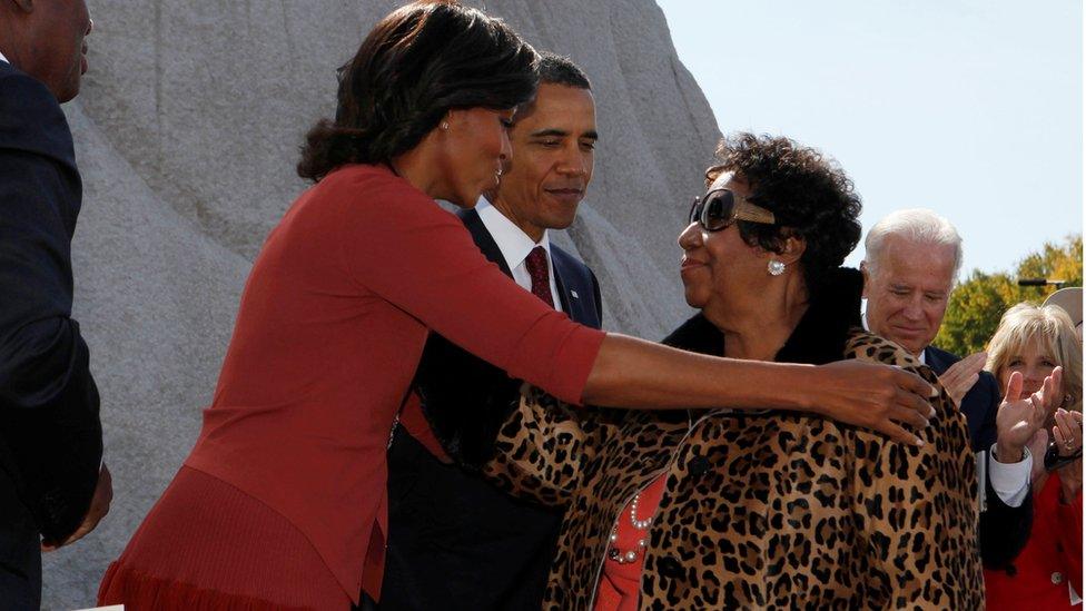 Aretha Franklin with former American President and first lady Barack and Michelle Obama