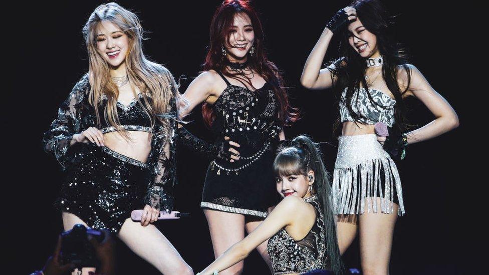 Blackpink perform at Sahara Tent during the 2019 Coachella Valley Music And Arts Festival on April 19, 2019 in Indio, California.