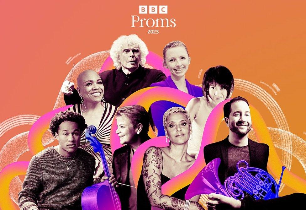 BBC Proms 2023 poster with Felix Klieser in the bottom r-h corner