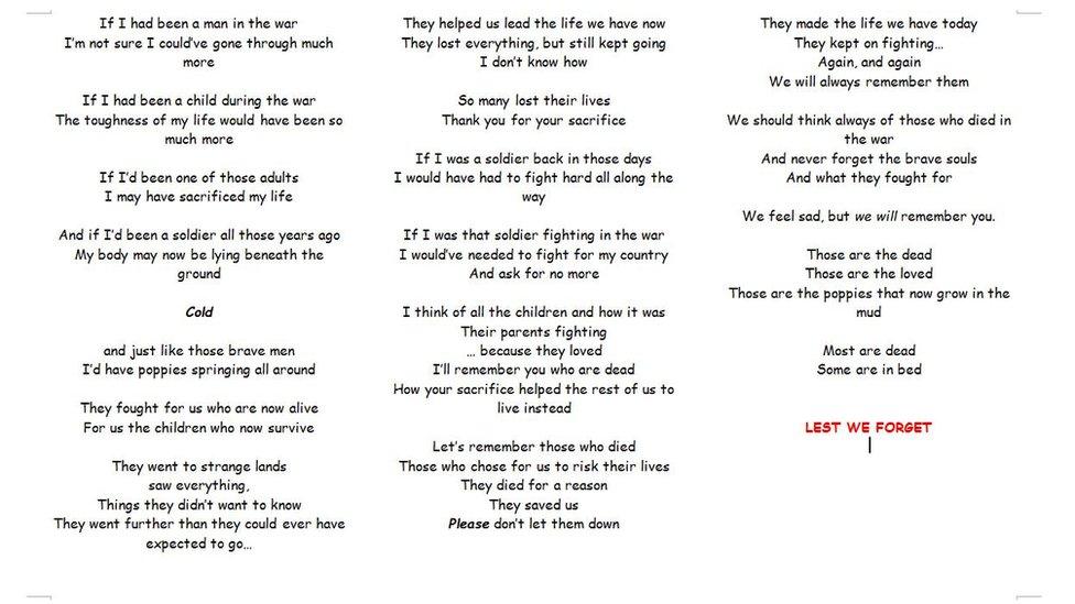 A poem about World War 1