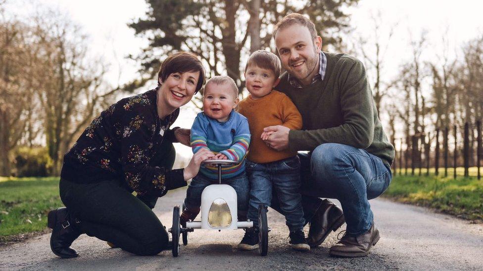 Ceri with her two sons and husband Elis