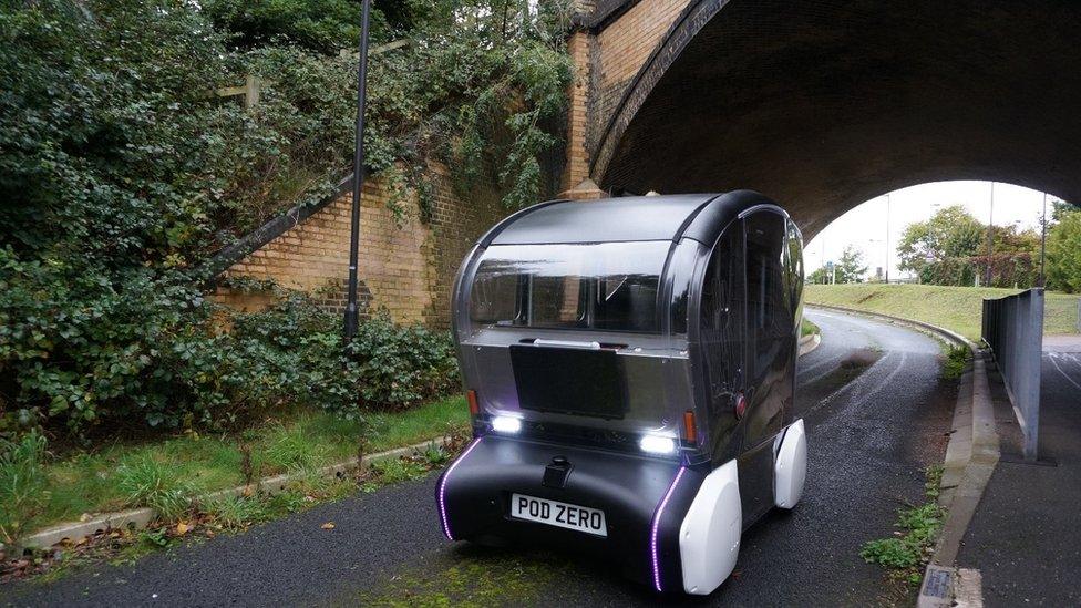 Pods testing the guided bus way route in Cambridge