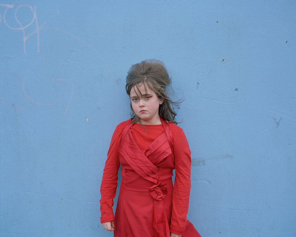 Girl in red dress