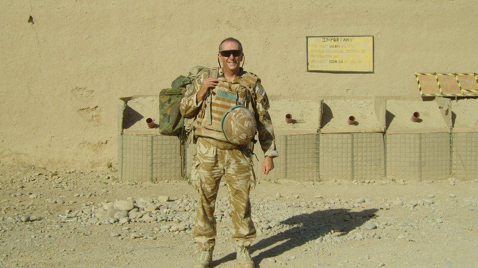 The Revd Chris Groocock at a heavily fortified site called a Forward Operating Location waiting for transport back to Camp Bastion