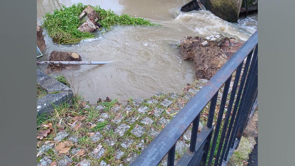 Colchester weir after partial collapse