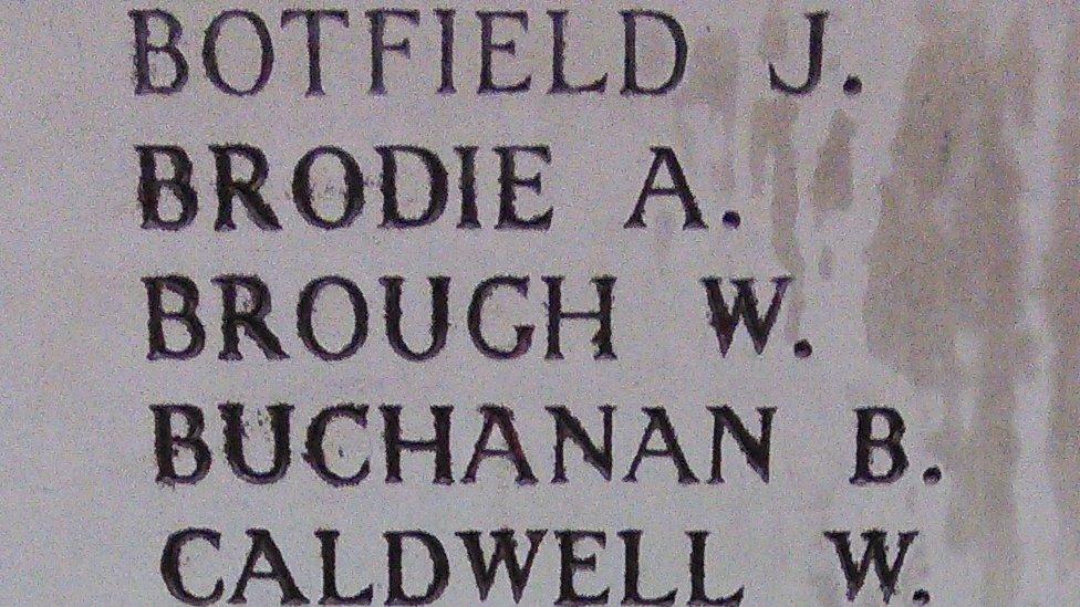 Willie Brough's name on the Menin Gate