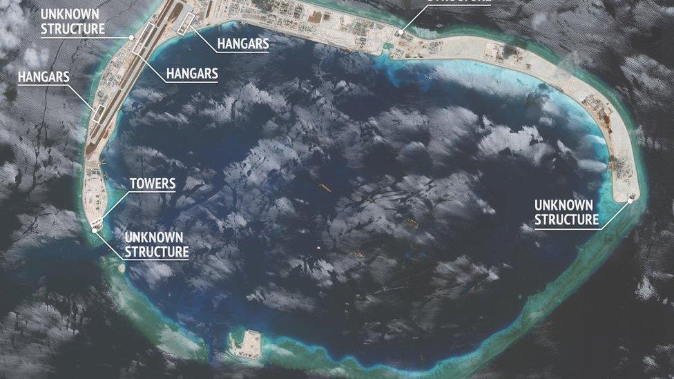 Hangars on Mischief Reef