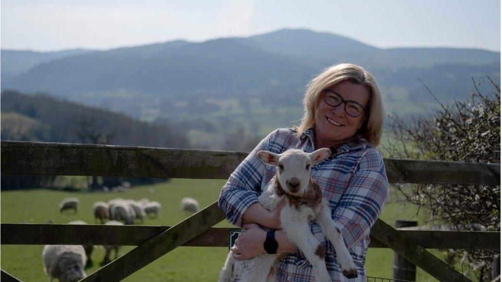 Beryl on her farm in Conwy