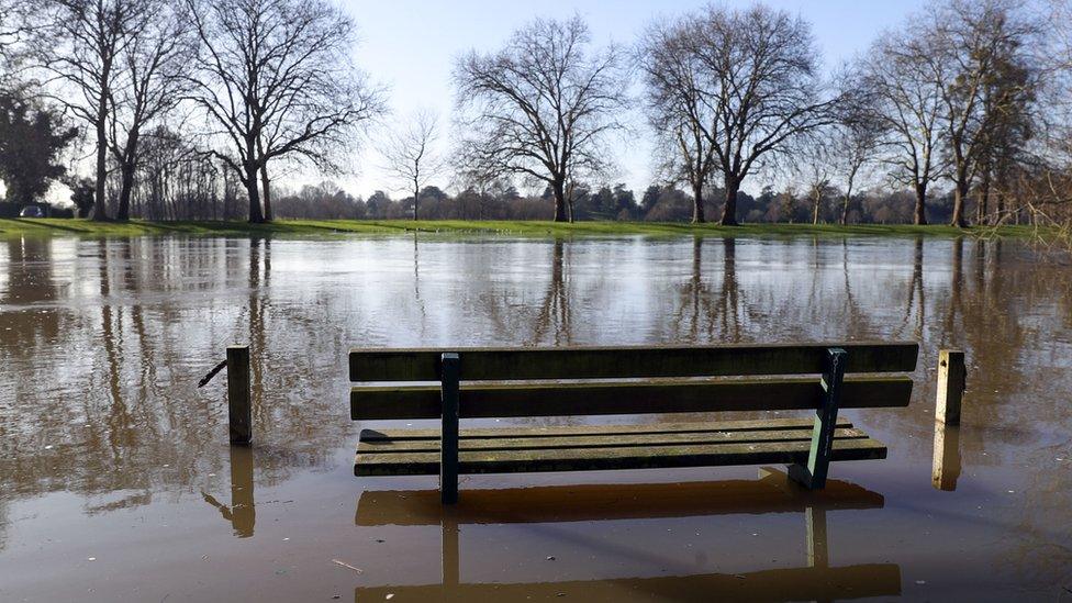 Benches at the towpath in Datchet, Berkshire.