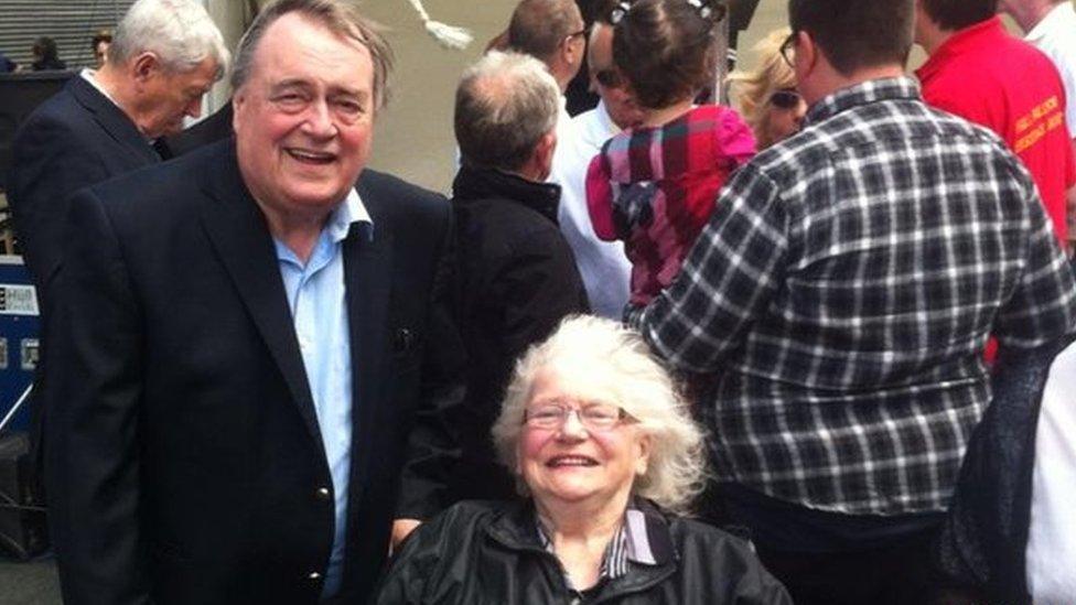 Lord John Prescott with Mary Denness and Alan Johnson in the background