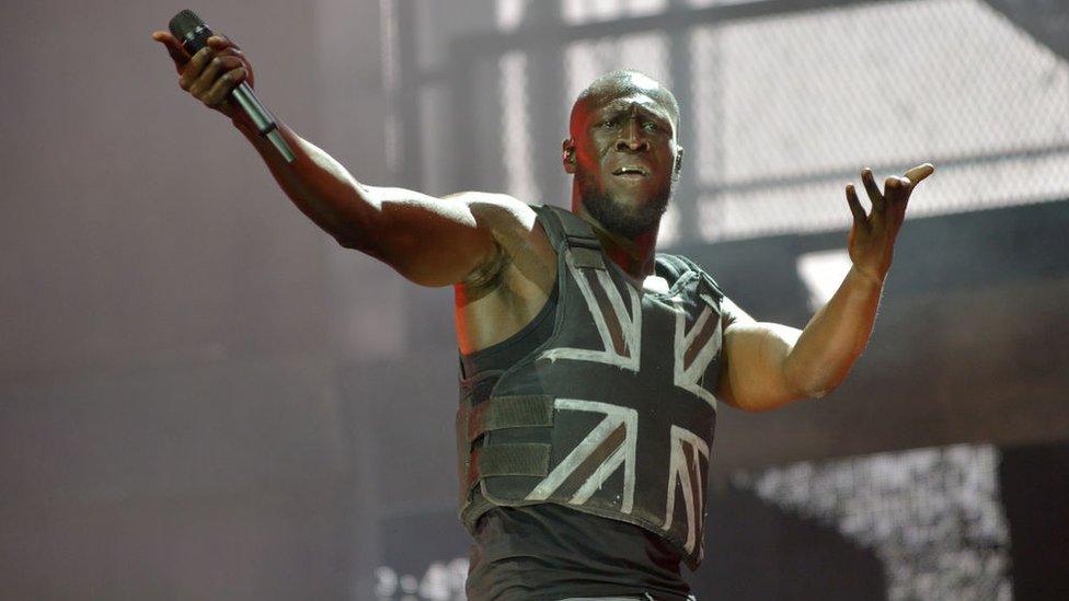 Stormzy on stage at Glastonbury