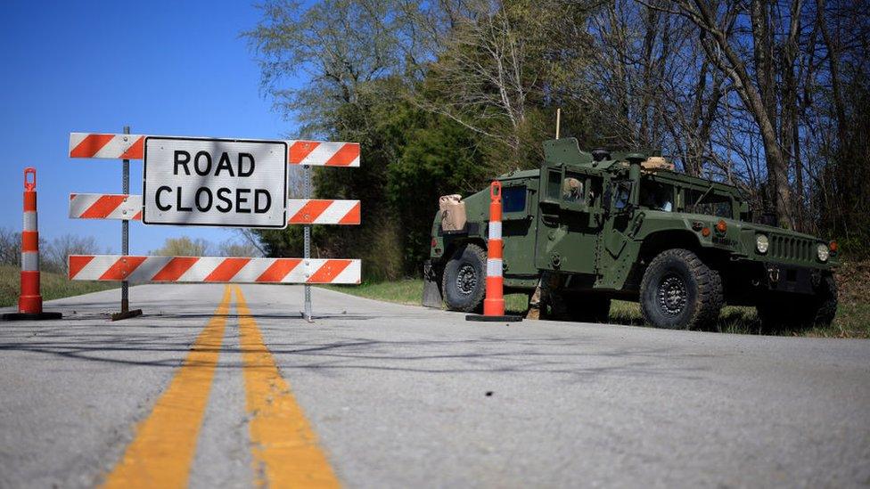 A humvee blocking the scene